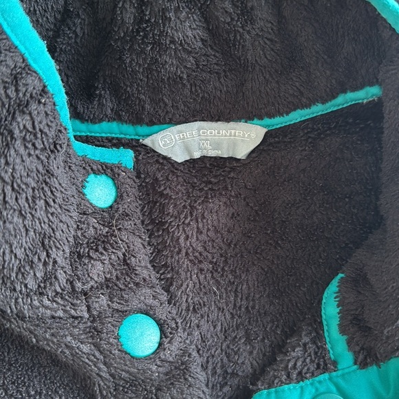 Free Country | Women's Pullover 2XL Black Faux Fur Sherpa Fleece Three button - Picture 3 of 9